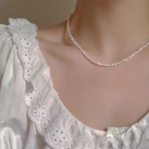 Silver Chain Pearl Necklace
